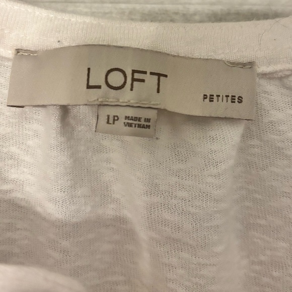 white LOFT Women's Henley Tee with cuffed sleeves and gold-tone buttons - Picture 2 of 6